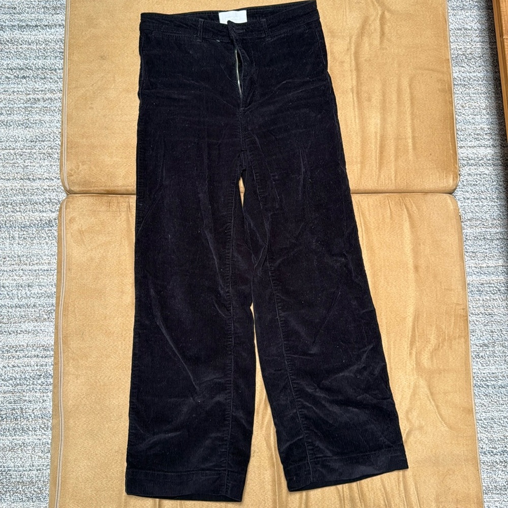 Black wide leg corduroy pants